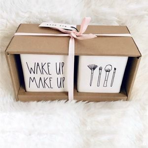 RAE DUNN “WAKE UP MAKE UP” Brush Holder Set
